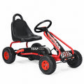 ELLEGNT 4 Wheel Kids Go Kart, Pedal Powered Ride On Toy Car with Adjustable Seat, Ergonomic Backrest and Hand Brake, Outdoor Bike Cart for Boys and Girls 3-6 Years Old, Red