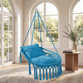 ELLEGNT Macrame Hanging Swing Chair-Includes 2 Removable Cushions, Strong Polyester?Cotton Rope Construction, Blue