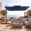 ELLEGNT 10 FT Patio Cantilever Umbrella-Square Offset Hanging, 360¡ã Swivel, Sturdy Ribs, Air Vent, Cross Base, Heavy?Duty Outdoor Shade, Navy