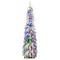 ELLEGNT Flocked Slim Christmas Tree, 5 FT Pre-Lit-150 LED Lights with 11 Modes for xmas Decoration