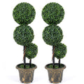 ELLEGNT 1 PCS 3 FT Artificial Boxwood Topiary Tree-Triple Ball, Sun-Protective, No-Maintenance Faux Potted Plant