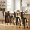 ELLEGNT 4 PCS 62 cm Counter Height Bar Stools-Metal Frame, Backrests and Footrests Included, Black