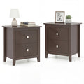ELLEGNT 2 PCS Modern Nightstand with Storage 2 Drawers and Support Legs for Bedroom White