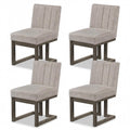 ELLEGNT 4 PCS Fabric Upholstered Kitchen Chairs, Wooden Frame, Modern Farmhouse Style for Dining, Beige + Gray