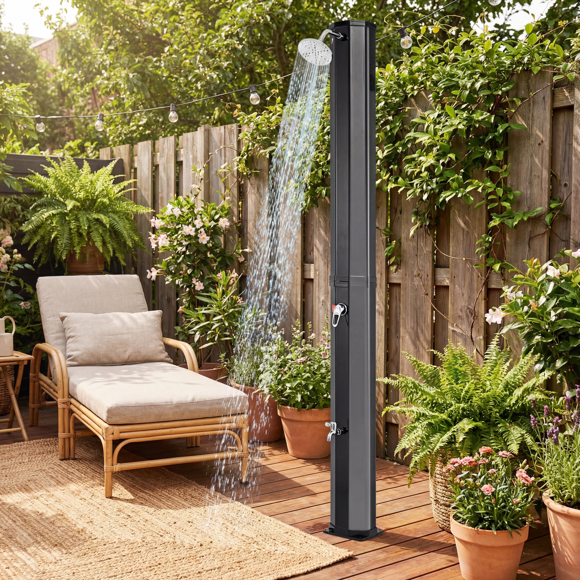 ELLEGNT 15.9 Gallon Outdoor Solar Shower-Heated with Shower Head and Foot Shower Tap for Backyard or Beach