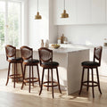 ELLEGNT 4 PCS 30 in Swivel Barstools-Counter Height with Backrest, Wood Frame, for Kitchen Island Espresso and Black