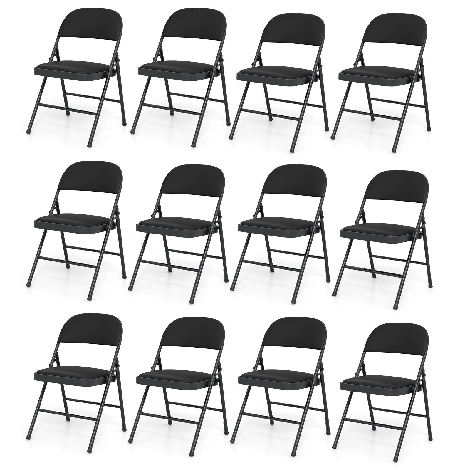 ELLEGNT 12 PCS Folding Chairs with Metal Frame and PVC Leather-Stackable Dining Chairs for Indoor