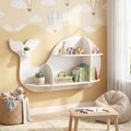 ELLEGNT  Whale Wall Shelf for Kid's Room-6 Open Shelves, Cute Storage for Nursery or Living Room White