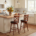 ELLEGNT 2 PCS Faux Leather Swivel Barstools with Backrest, 30.5 in Counter Height