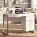 ELLEGNT Home Office Computer Desk-Workstation Table with Drawers, White