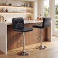 ELLEGNT 2 PCS Adjustable Swivel Bar Stools-Faux Leather, Back and Footrest for Kitchen and Home Bar, Black
