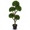 ELLEGNT 1 PCS 5?Ball Artificial Topiary Tree-46 Inch Faux Boxwood Plant for Porch or Garden