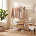 ELLEGNT Heavy Duty Metal Clothing Rack with Hanging Rod and Shelves- Garment Rack for Closet, Laundry White