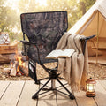 ELLEGNT 1 PCS Goplus 360¡ã Swivel Hunting Chair-Folding Outdoor Seat with Cup Holder, Storage Pockets, and Cozy Backrest, Camo color
