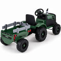 ELLEGNT 24V Kids Ride On Tractor with Detachable Trailer, Remote Control, LED Lights, Ages 3-8, Dark Green
