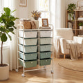 ELLEGNT 10-Drawer Rolling Art Cart-Storage Trolley for Craft Supplies, Kitchen, or Office Organization, Gradient Green