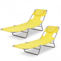 ELLEGNT 2 PCS 5?Position Adjustable Backrest Folding Lounge Chair-Patio Tanning Chair for Beach or Garden, Yellow
