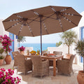 ELLEGNT Solar LED Double?Sided Patio Umbrella-15FT, Crank and Base Included, Tan
