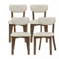 ELLEGNT 4 PCS Upholstered Dining Chairs with Curved Backrest-Solid Rubber Wood Frame for Home or Restaurant Walnut and Beige