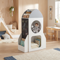 ELLEGNT Toddler Rocket Toy Storage with Chalkboard and 2 Cubbies for Playroom