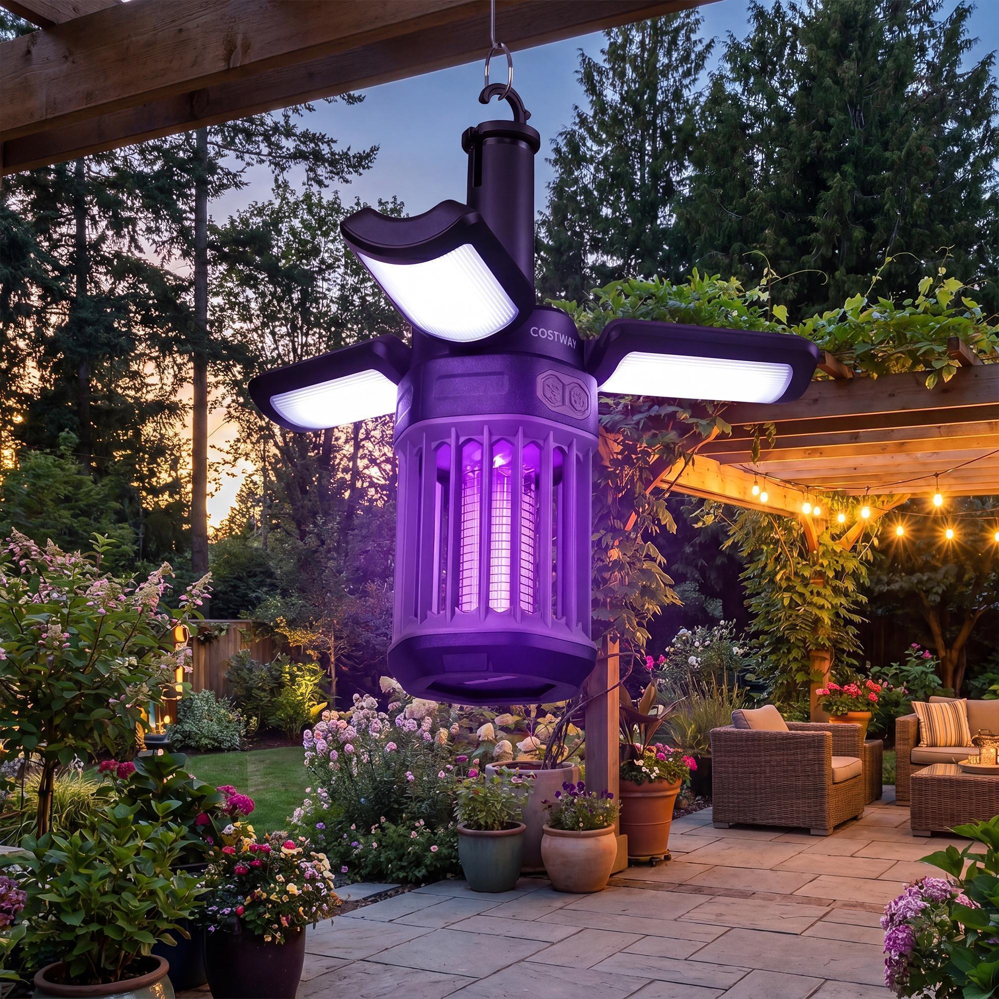 ELLEGNT 2-in-1 Outdoor Bug Zapper with Lantern-Foldable, Type?C Rechargeable, Mosquito Killer for Patio, Camping, or Picnic