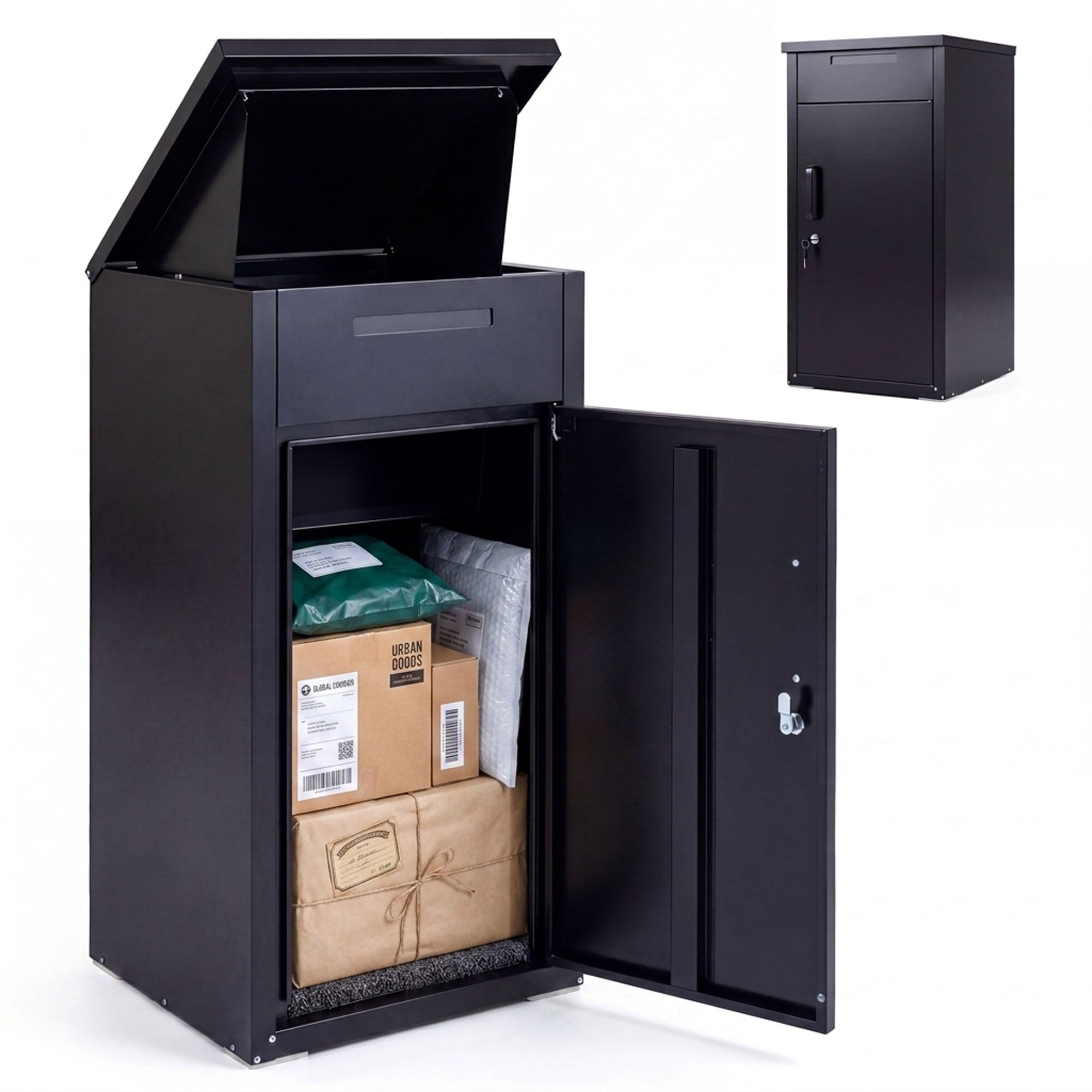 ELLEGNT Coded Lock Anti?Theft Delivery Box-Lockable Door with Anti?Theft Board, Package Box for Home, Black