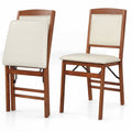 ELLEGNT 2 PCS Foldable Chairs with High Backrest and PVC Padded Seat-Lightweight, Space?Saving, Walnut
