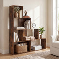 ELLEGNT 1 PCS 4?Tier Stepped Bookshelf-64 in Tall, 6 Cubes, Anti?Tipping Kits, Rustic Brown