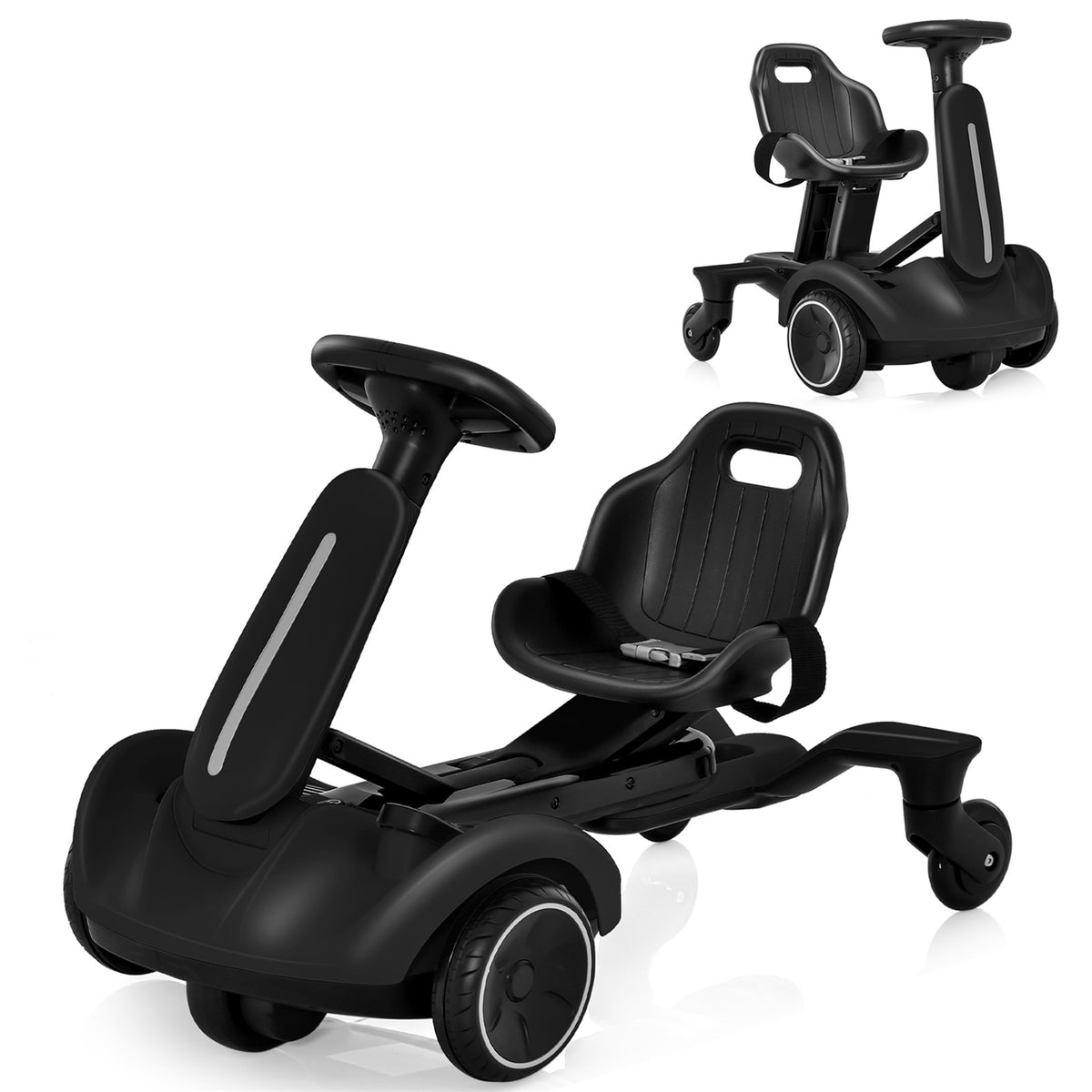 ELLEGNT 6V Kids Ride On Drift Car with 360¡ã Spin, 2 Seat Heights, Portable Handle, Ages 3-8, Black