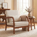 ELLEGNT 1 PCS Faux Leather Accent Armchair with Lumbar Pillow-Upholstered Chair with Removable Back White