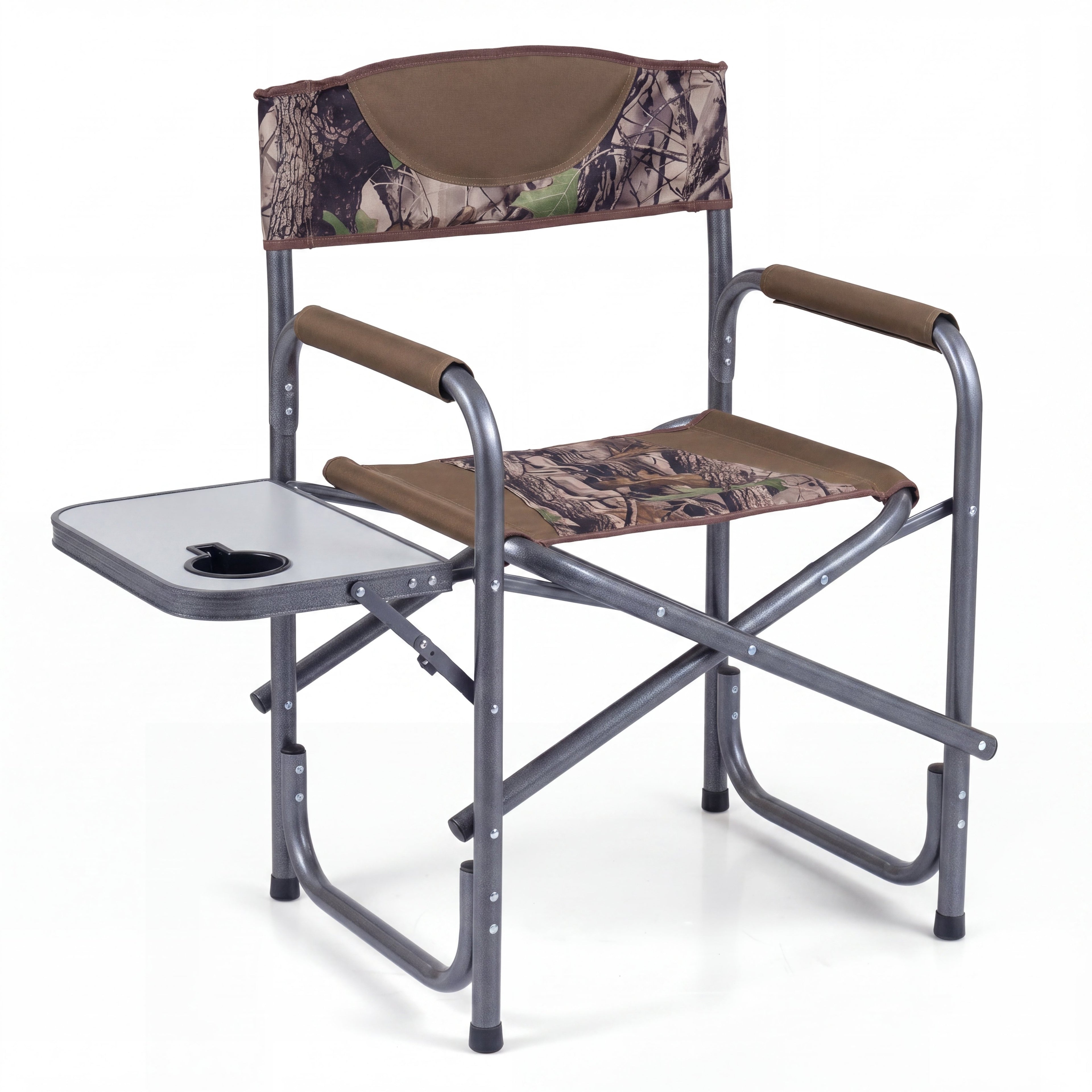 ELLEGNT 1 PCS Lightweight Folding Camping Chair, Portable Director Style with Side Table, Camouflage