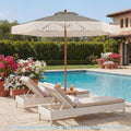 ELLEGNT 7FT Umbrella with Fringe-Sun-Protective Polyester Canopy, Cute Patio and Beach Umbrella, Green + White + Natural