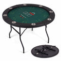 ELLEGNT Poker Table with 8 Cup Holders and Padded Edges-48 in Foldable, Metal Legs for Blackjack, Green + Black