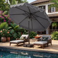 ELLEGNT Push?Button Tilt and Crank 9 FT Patio Umbrella-Weighted Base with Sandbags, Sturdy Ribs, Outdoor Shade, Gray