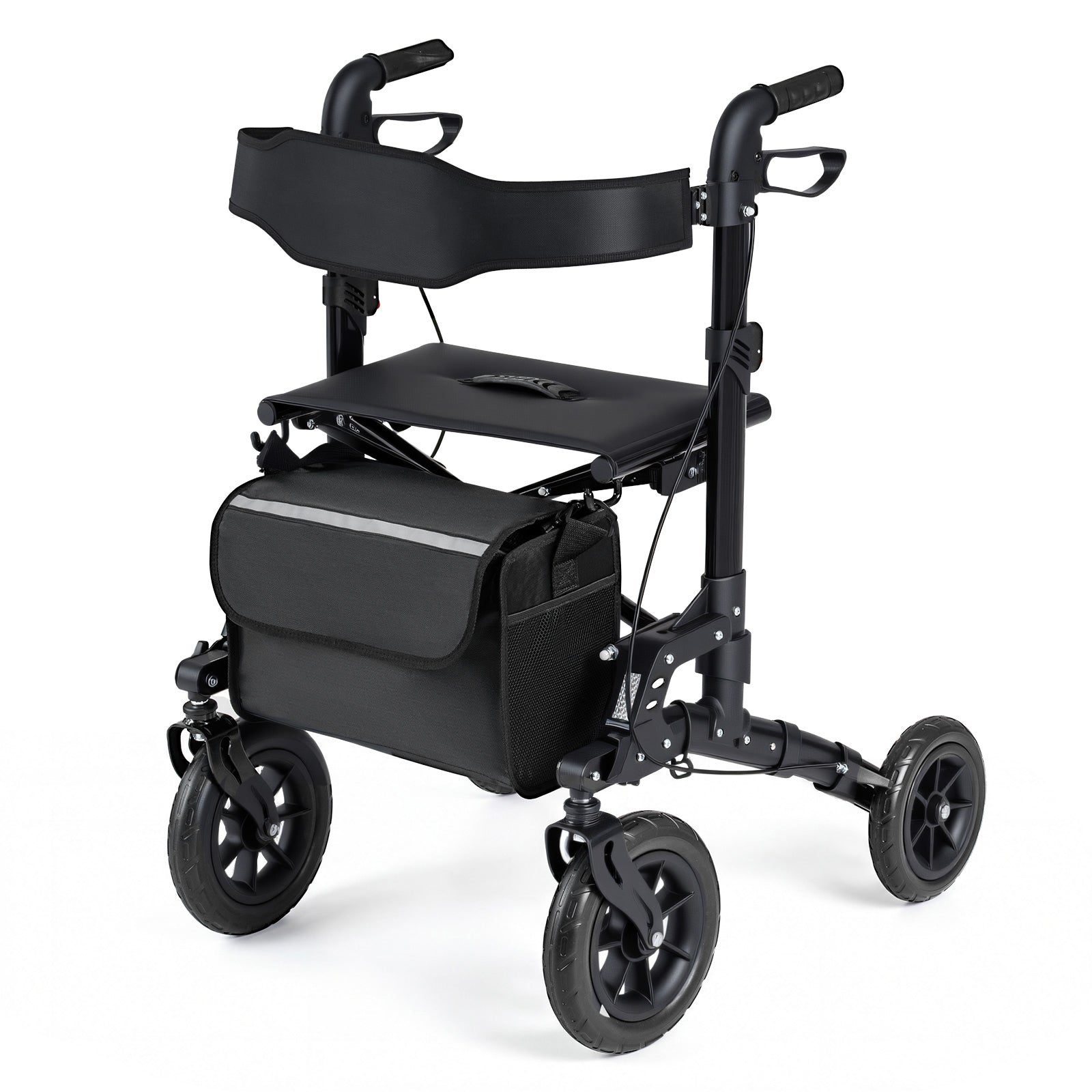 ELLEGNT Rollator Walker for Seniors with Seat, Mesh Backrest, and Spring Suspension with Cane Holder