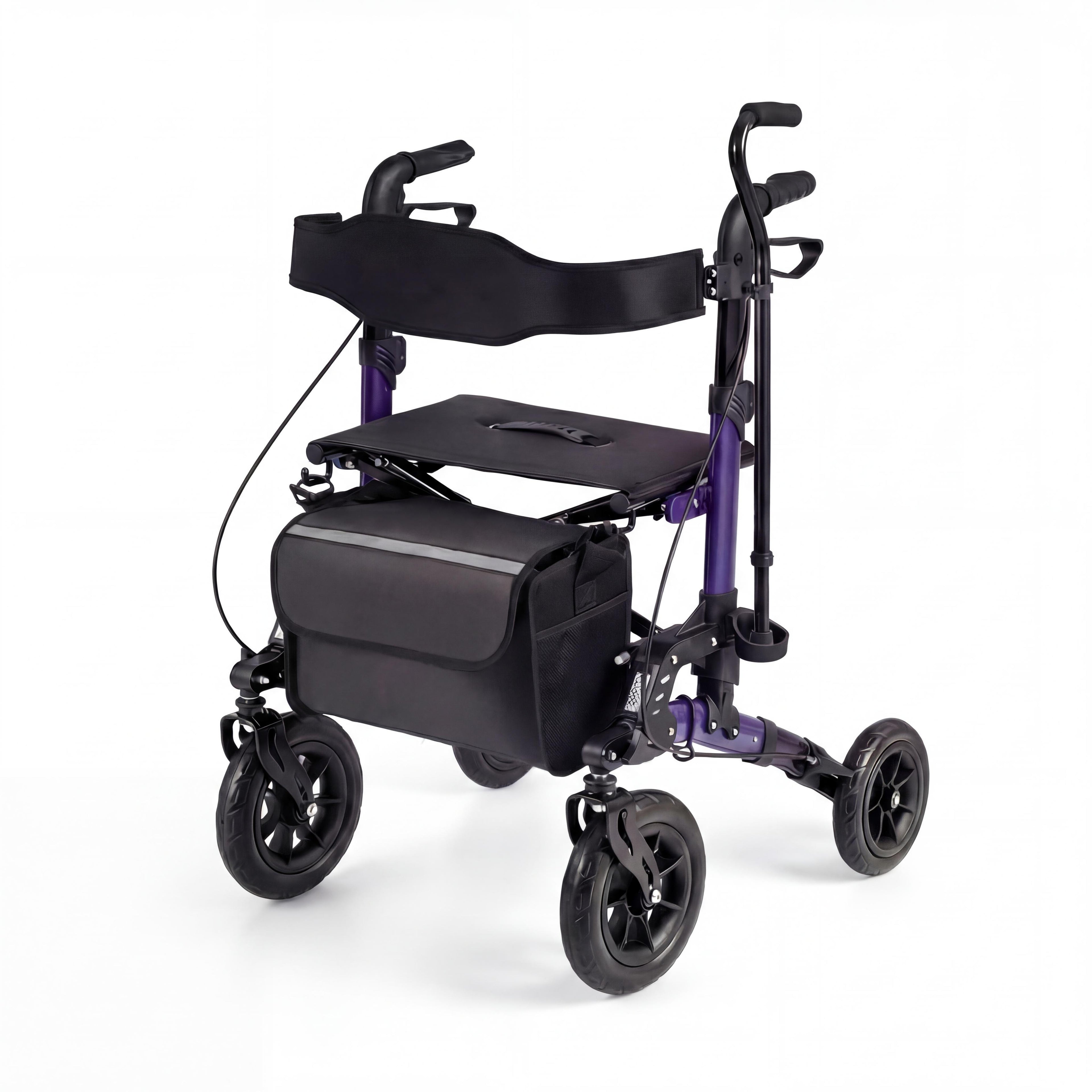 ELLEGNT Rollator Walker with Seat and Spring Suspension-Mobility Aid for Seniors Purple + Black
