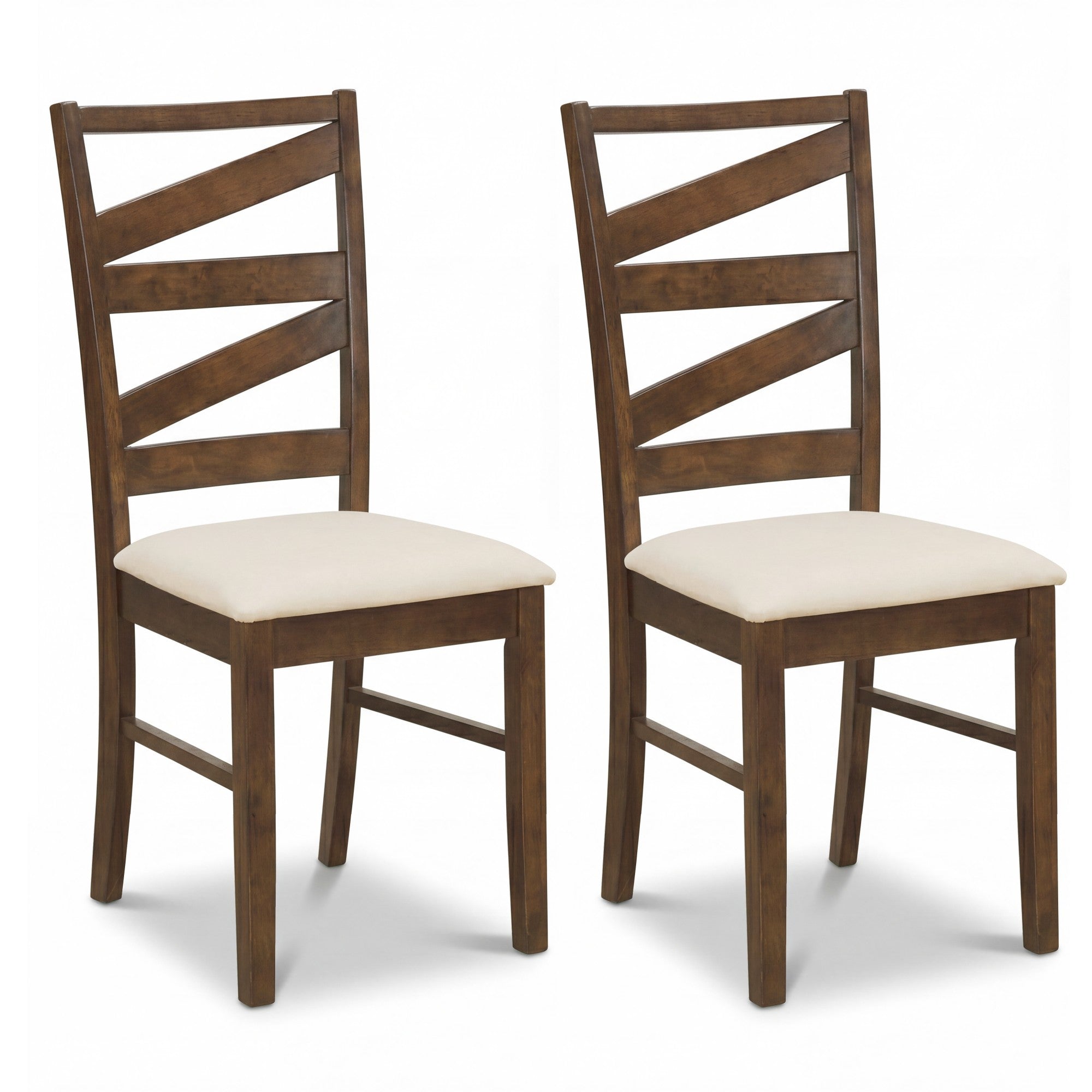 ELLEGNT 2 PCS Dining Chairs with Linen Upholstery-Tall Backrests, Fabric Seats for Dining Room or Kitchen,Brown + Beige