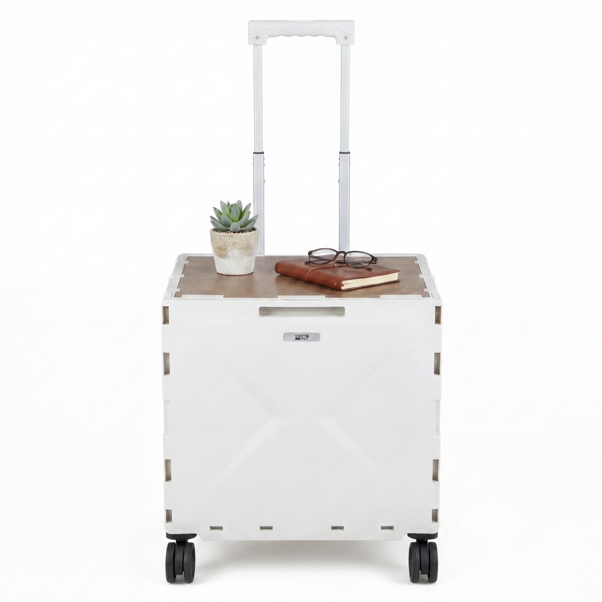ELLEGNT Telescoping Handle Folding Cart-4 Rotating Wheels, Lid, Cup Holder, Collapsible Utility Wagon, White