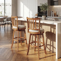 ELLEGNT 2 PCS 30.5 in Upholstered Swivel Barstools with Backrest and Footrest for Counter Height