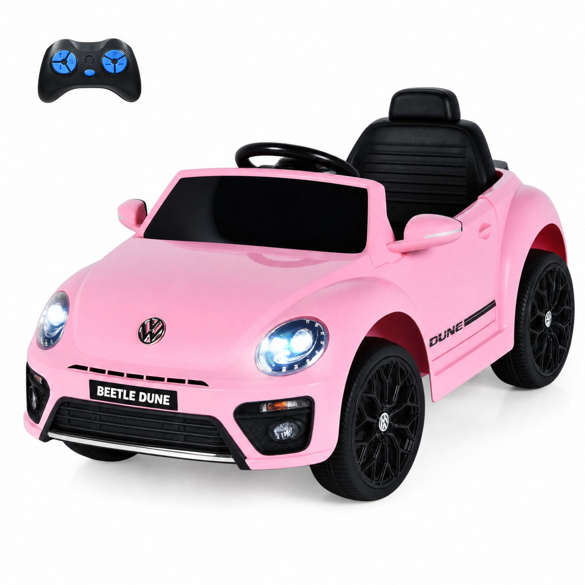 ELLEGNT 12V Licensed Volkswagen Beetle Kids Electric Car with Parent Remote 37-96 Months, Pink