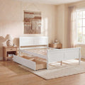 ELLEGNT Wooden Storage Bed-Full Size Platform Bed Frame with Headboard, Footboard and Drawers White