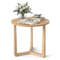 ELLEGNT 1 PCS Rubber Wood Round Side Table-Triangular Support End Table for Bedroom, Living Room, or Small Space Natural