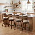 ELLEGNT 25 in Swivel Bar Stools Set of 4-Upholstered Seat with Backrest for Pub Island or Home Bar Brown