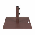 ELLEGNT 24 in Square Black Patio Umbrella Base-50 lbs, Outdoor Market Stand with Handle and Wheels, Brown