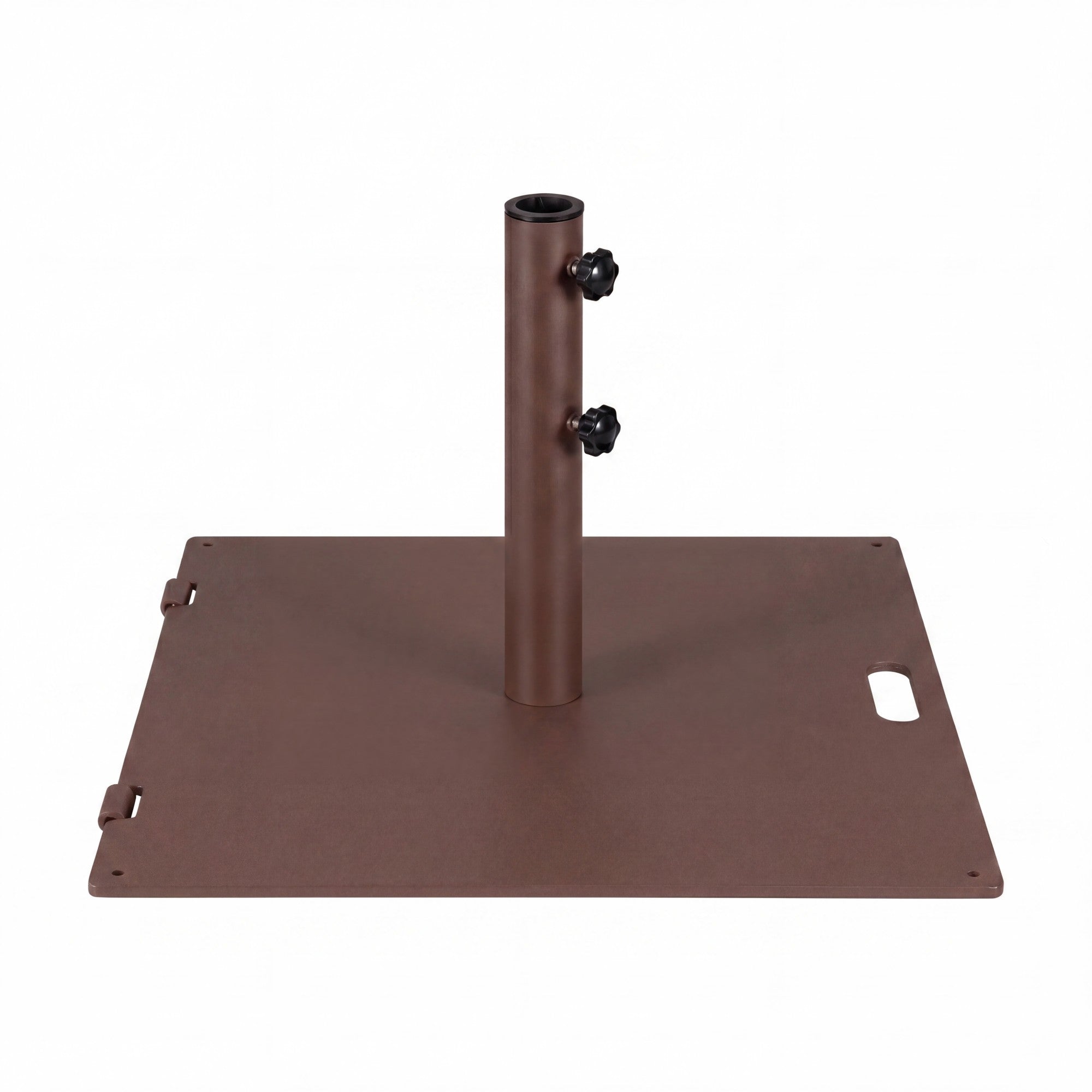 ELLEGNT 24 in Square Black Patio Umbrella Base-50 lbs, Outdoor Market Stand with Handle and Wheels, Brown