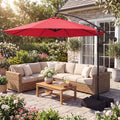 ELLEGNT 10 FT Offset Cantilever Umbrella-Hanging Patio Umbrella with Base, 360¡ã Swivel, Red