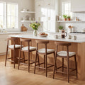 ELLEGNT 4 PCS Curved Back Bar Stools-Counter Height Upholstered Cushioned Seats for Kitchen Island or Pub Table