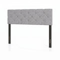 ELLEGNT Queen/Full Size Upholstered Headboard Tufted Linen, Foam Padding, Wood Legs, 2 Adjustable Widths, Bedroom Mount Panel, Gray