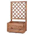 ELLEGNT 1 PCS Wooden Raised Planter-40 in Tall with Lattice Trellis, for Climbing Vines and Flowers, Orange