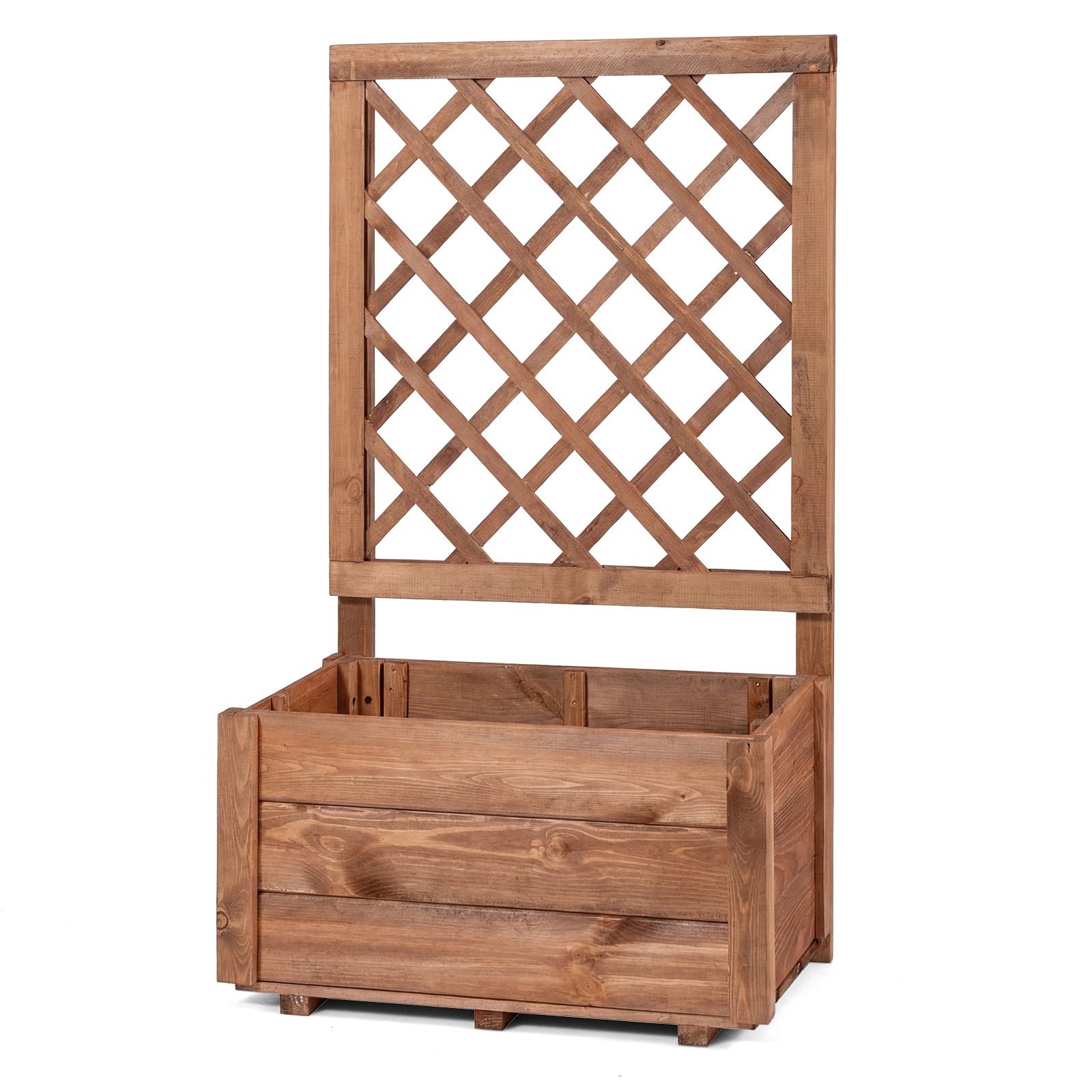 ELLEGNT 1 PCS Wooden Raised Planter-40 in Tall with Lattice Trellis, for Climbing Vines and Flowers, Orange